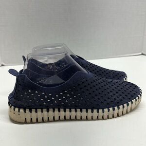 Ilse Jacobsen Sneakers Shoes Nubuck Leather Perforated Tulip Slip On Size 40 10